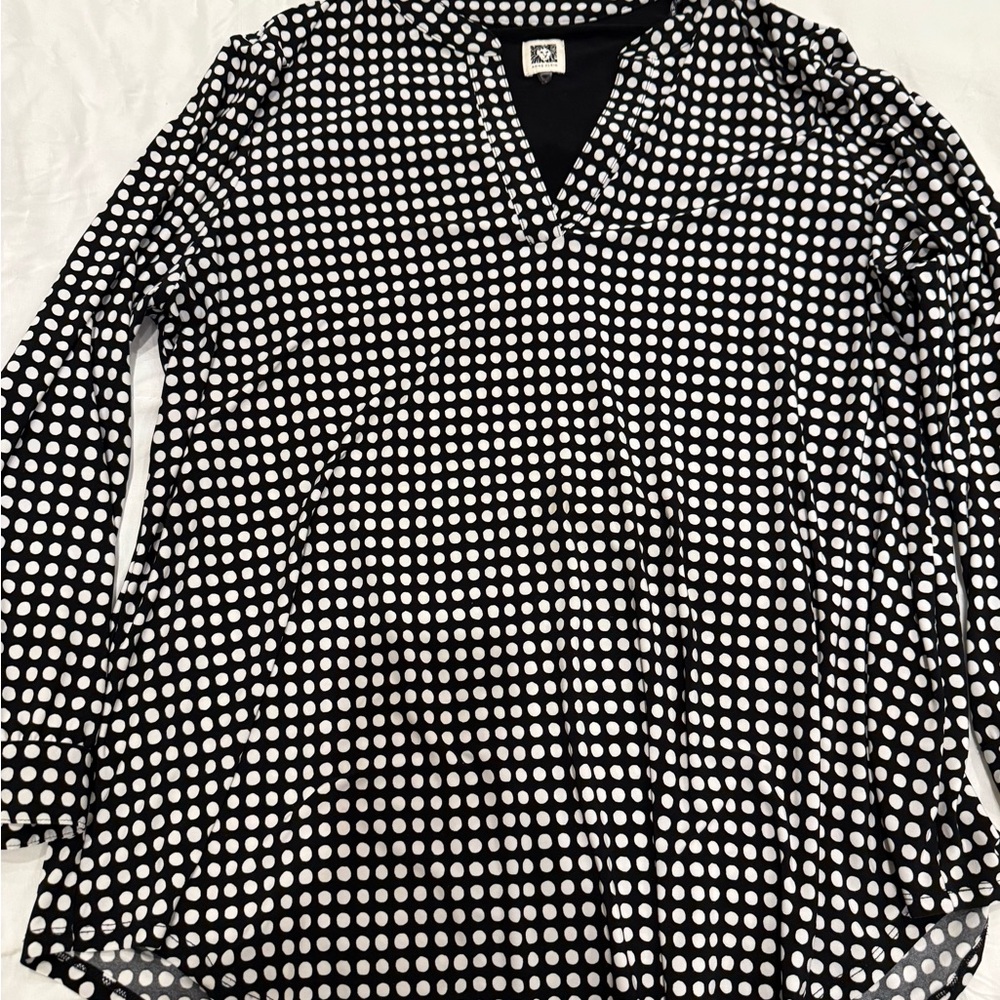 Anne Klein Monochrome Polka Dot Blouse